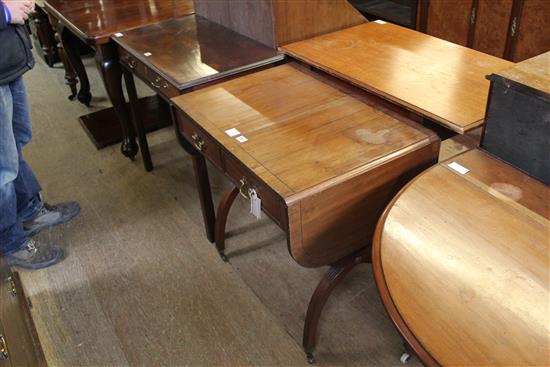 Mahogany and ebonised line-inlaid sofa table (top a.f)